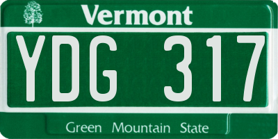VT license plate YDG317