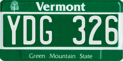 VT license plate YDG326