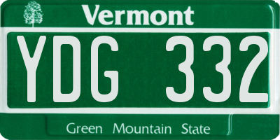 VT license plate YDG332