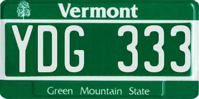 VT license plate YDG333
