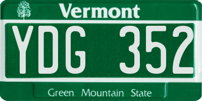 VT license plate YDG352