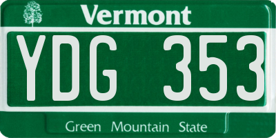 VT license plate YDG353