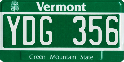 VT license plate YDG356