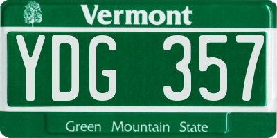 VT license plate YDG357