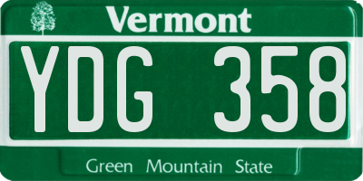 VT license plate YDG358