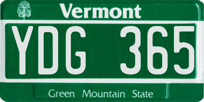 VT license plate YDG365