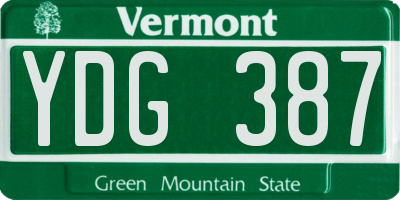 VT license plate YDG387