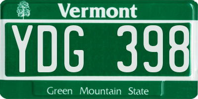 VT license plate YDG398