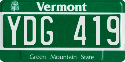 VT license plate YDG419
