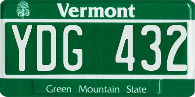 VT license plate YDG432