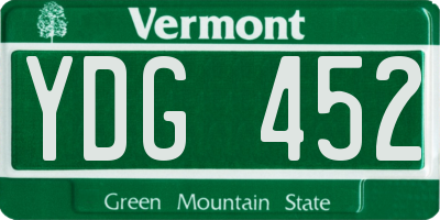 VT license plate YDG452