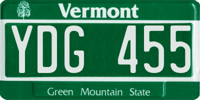 VT license plate YDG455