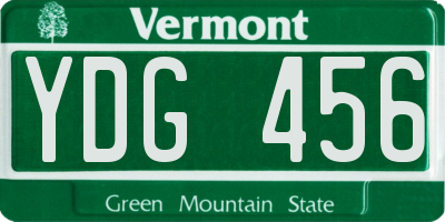VT license plate YDG456