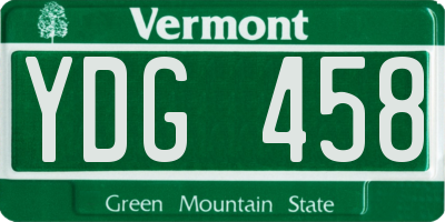 VT license plate YDG458