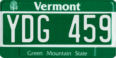 VT license plate YDG459