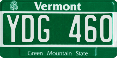 VT license plate YDG460