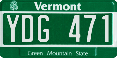 VT license plate YDG471