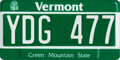 VT license plate YDG477