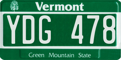 VT license plate YDG478