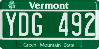 VT license plate YDG492
