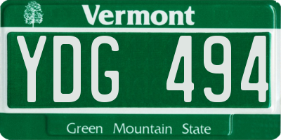 VT license plate YDG494