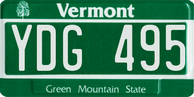 VT license plate YDG495
