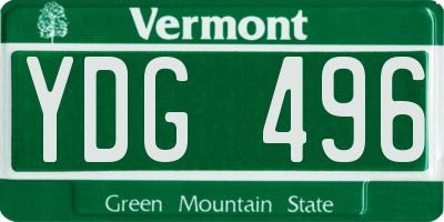 VT license plate YDG496