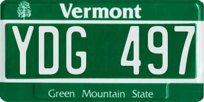 VT license plate YDG497
