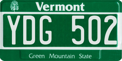 VT license plate YDG502