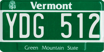 VT license plate YDG512