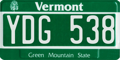VT license plate YDG538
