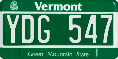 VT license plate YDG547