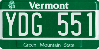 VT license plate YDG551