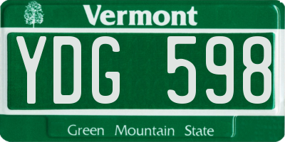 VT license plate YDG598