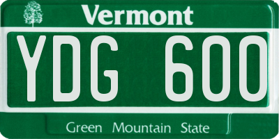 VT license plate YDG600