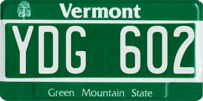 VT license plate YDG602
