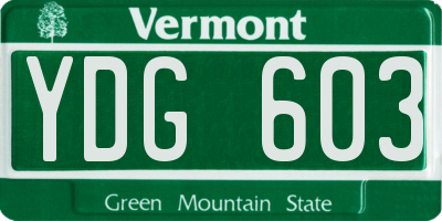 VT license plate YDG603