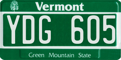 VT license plate YDG605