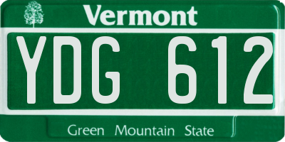 VT license plate YDG612