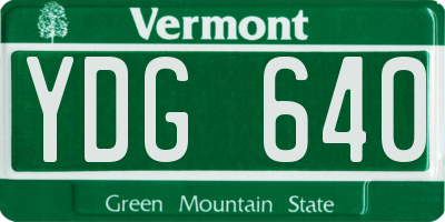 VT license plate YDG640