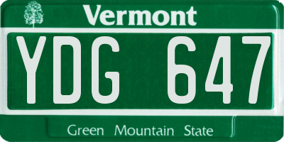 VT license plate YDG647
