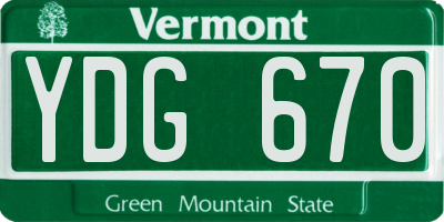 VT license plate YDG670