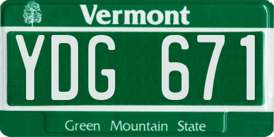 VT license plate YDG671
