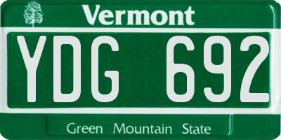VT license plate YDG692