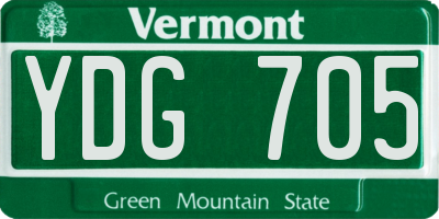 VT license plate YDG705