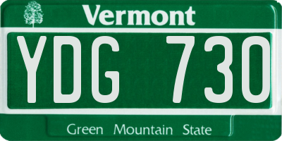 VT license plate YDG730