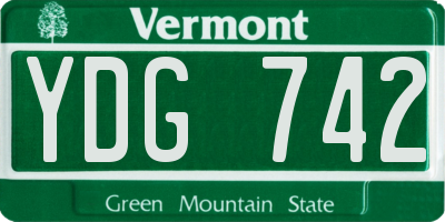 VT license plate YDG742