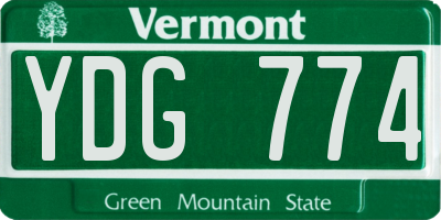 VT license plate YDG774