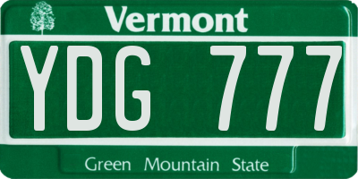 VT license plate YDG777
