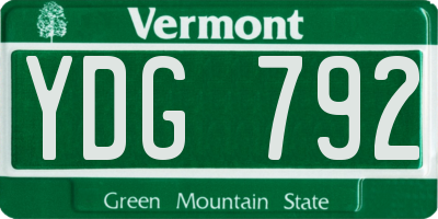 VT license plate YDG792